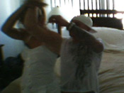 Sandra London - Cute black slut joins a pimp´s nasty party and dumb cheating whore is caught fucking some muscle head