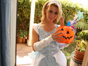 Ashley Sweet - Ashley Sweet deepthroats big cock for Halloween!