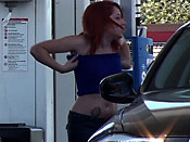 Pump 8 Please - Trouble on the gas station for this dumb slut