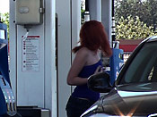 Pump 8 Please - Trouble on the gas station for this dumb slut
