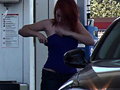 Pump 8 Please - Stupid girl gets sharked on the gas station