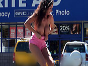Pink tube top gets slipped - Pink tube top gets slipped