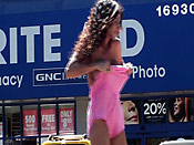 Pink tube top gets slipped - Pink tube top gets slipped