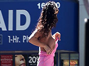 Pink tube top gets slipped - Pink tube top gets slipped