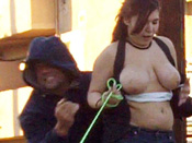 Dogwalker´s Double D´s! - Girls sharked, stripped and pantsed in public!