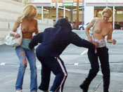 Dogwalker´s Double D´s! - Girls sharked, stripped and pantsed in public!