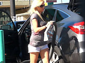 Blonde facial at car wash - Blonde facial at car wash