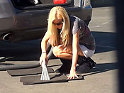 Blonde facial at car wash - Blonde facial at car wash