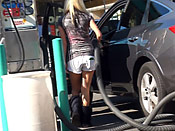 Blonde facial at car wash - Blonde facial at car wash