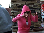 Slow reactions - Dumb girl getting jizzed on the streets