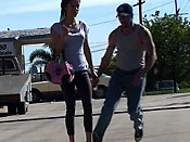 Skinny girl in leggings gets sharked - Skinny girl in leggings gets sharked