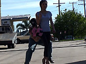 Skinny girl in leggings gets sharked - Skinny girl in leggings gets sharked