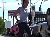 Skinny girl in leggings gets sharked - Skinny girl in leggings gets sharked