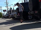 Skinny girl in leggings gets sharked - Skinny girl in leggings gets sharked