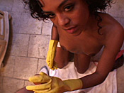 Gia - Hot brown skinned girlfriend sucks boyfriend off in shower