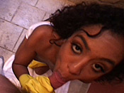 Gia - Hot brown skinned girlfriend sucks boyfriend off in shower