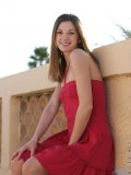Very sexy and cute hottie jill is outdoors in a sweet red dress check out those small tits