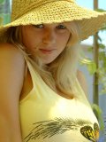 Big titted blonde with native hat expose her yummy assets