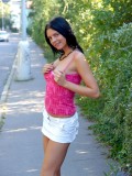 Exhibitionist Nubile Monika Benz enjoys a forbidden public nudity in her village
