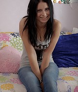 Slender teen riding huge pecker