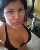 My ex gf posing with hot cum on her face
