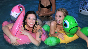 Alli Rae, Rachael Rae In Midnight Naked Pool Party Video and Hq Pics