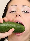 Girl next door teen uses long hard veggie to get off